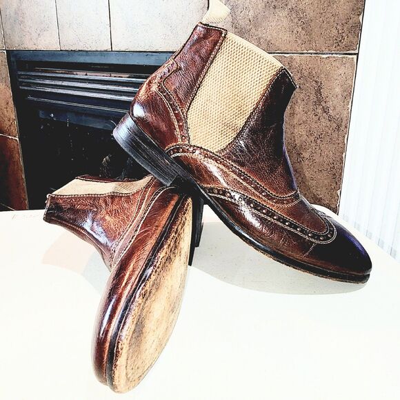 BENHEART Sz 7 FLORENCE Handmade Dip Dye Distressed Old Money Grunge Ankle Boots - Picture 2 of 16